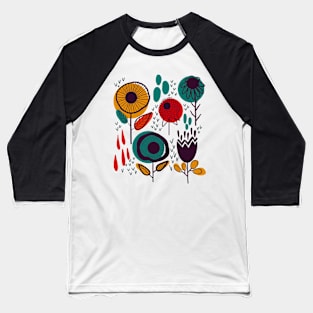 Fun Doodle Flowers Baseball T-Shirt